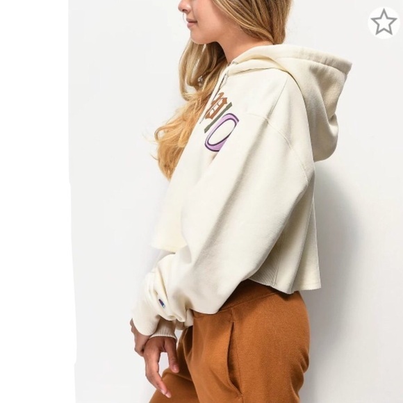 Champion Reverse Weave Old English Logo Cropped Hoodie Sweatshirt Size 2XL - Picture 3 of 10